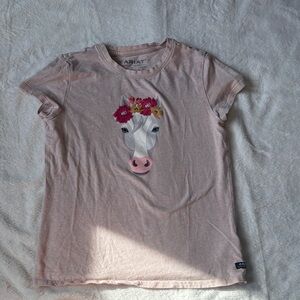 Ariat Light Pink Girls' Horse Face Graphic Tee with Floral Crown